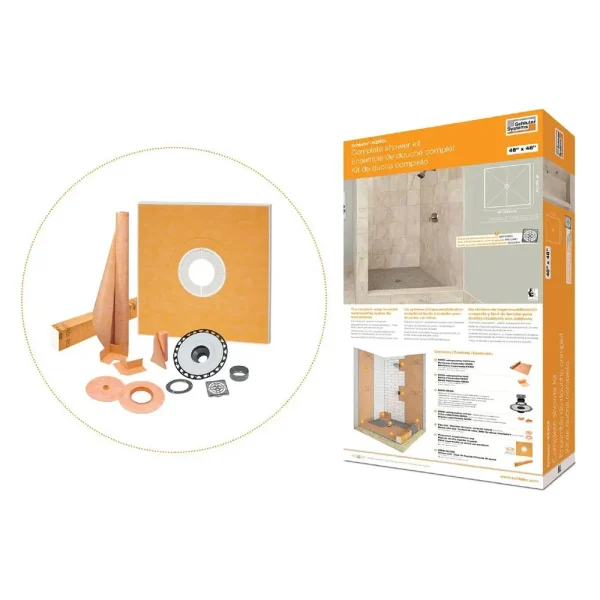 Schluter KERDI SHOWER KIT Complete kit | 48″ x 48″ Center Drain Kit / ABS Drain