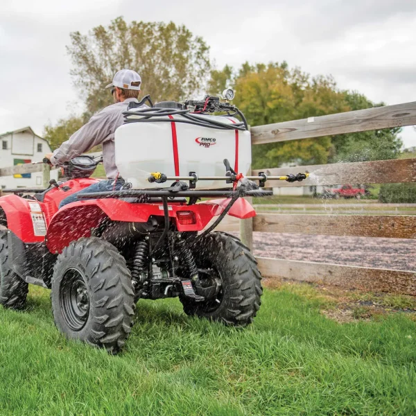 Fimco Pro Series 25-Gallon ATV Sprayer with Stainless Steel 3-Nozzle Broadcast Boom and Quick Release Gun