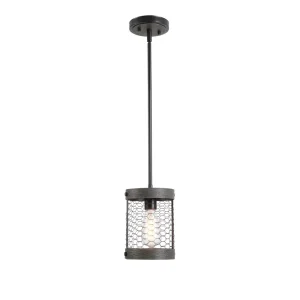 Kenroy Cozy Wood & Oil Rubbed Bronze 1 Light Mini Pendant, 9 in
