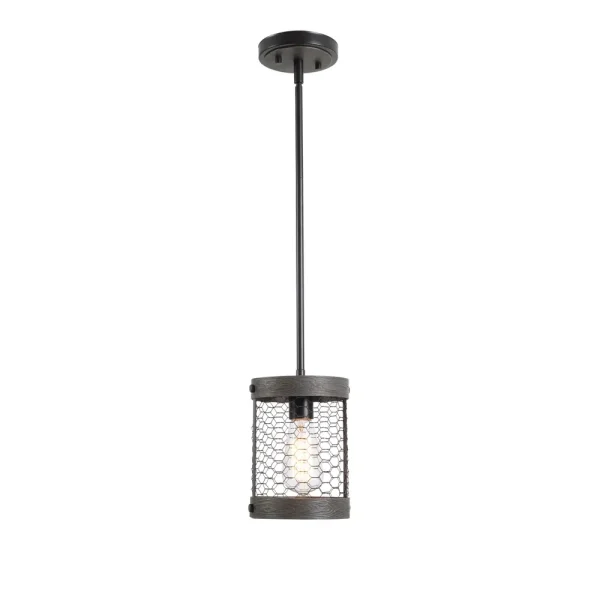 Kenroy Cozy Wood & Oil Rubbed Bronze 1 Light Mini Pendant, 9 in