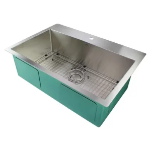 Transolid Diamond Dual Mount Single Bowl Kitchen Sink, 32 x 22 in