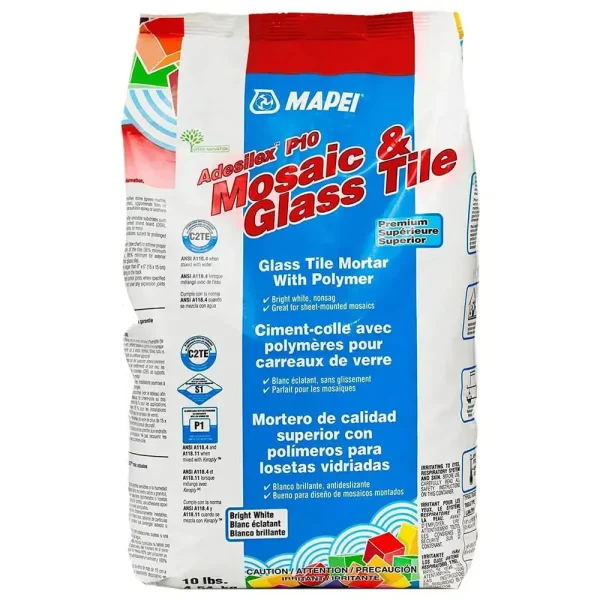 Mapei Adesilex P10 Premium Glass Tile Mortar, 10 lb Bag Bright White