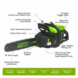 Greenworks 82V 18″ 2.7kW Chainsaw with 4Ah Battery and Dual Port Charger - view 3