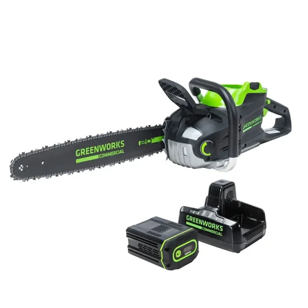 Greenworks 82V 20″ 3.4kW Chainsaw with 4Ah Battery and Dual Port Charger