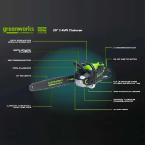 Greenworks 82V 20″ 3.4kW Chainsaw with 4Ah Battery and Dual Port Charger - view 4