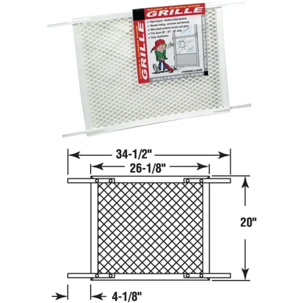 Make-2-Fit 34.5 Ft. x 20 In. Plastic White Door Grille for 36 In. Door