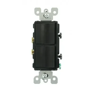 Leviton Decora 15 Amp Black Single-Pole Combination Switch