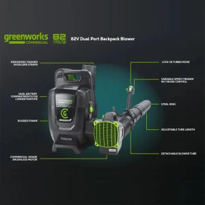 Greenworks 82V Dual Port Backpack Blower with Two 5Ah Batteries and Dual Port Charger - view 2