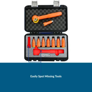 9 Piece 3/8″ Drive Insulated Metric Hex Bit Socket and Attachment Set, 1000V Insulated - view 2