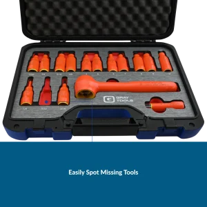 16 Piece 3/8″ Drive SAE & Metric Hex Bit Insulated Socket and Attachment Set, 1000V Insulated - view 3
