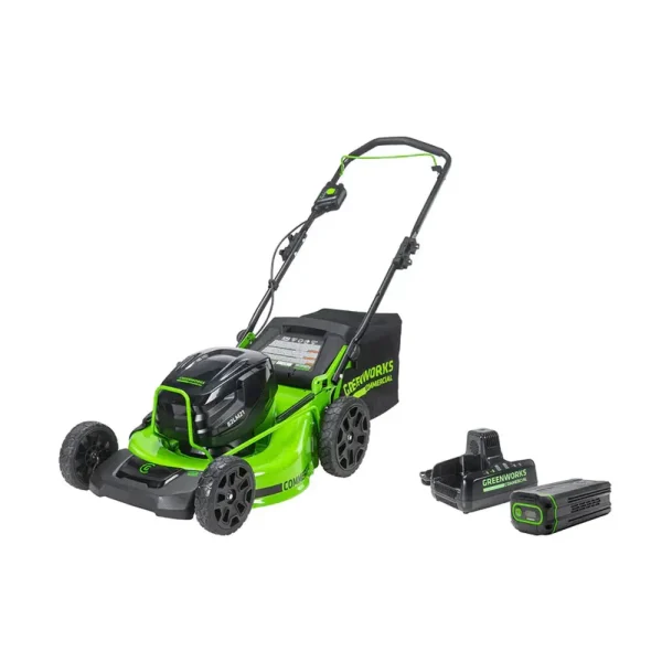 Greenworks 21″ Brushless Push Mower with 5AH Battery & 8A Dual Port Charger