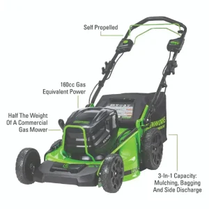Greenworks Lawn Mower 82 Volt 21″ Self-Propelled with 8Ah Battery and 8A Dual Port Charger - view 2