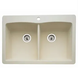 Blanco 440222 Dbl/Equal Silgranite Kitchen Sink Biscuit 33×22