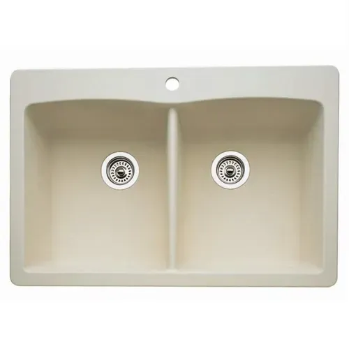 Blanco 440222 Dbl/Equal Silgranite Kitchen Sink Biscuit 33×22