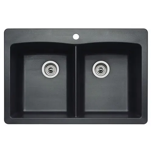 Blanco 440220 Dbl/Equal Silgranite Kitchen Sink Anthracite 33×22