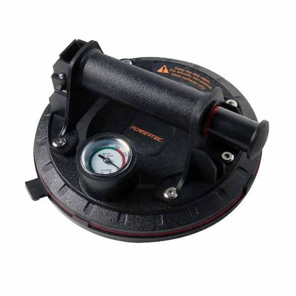 POWERTEC 8″ Heavy Duty Glass Suction Cups | With Pressure Gauge