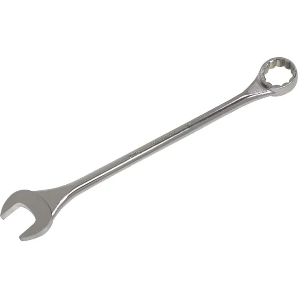 12 Point SAE Round Shank Large Combination Wrenches – 15° Offset – Satin Chrome Finish