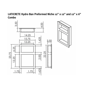 Laticrete Hydro Ban Shower Wall Niche | 12″ X 12″ Square Niche - view 3