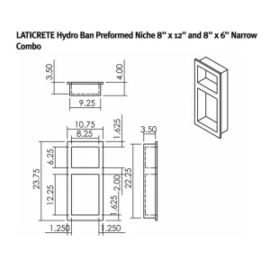 Laticrete Hydro Ban Shower Wall Niche | 12″ X 12″ Square Niche - view 4