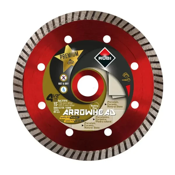 Rubi Arrowhead 4-1/2″ Dry Turbo Diamond Blade