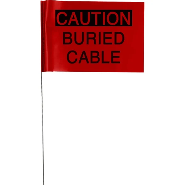 4” x 5” Printed “CAUTION BURIED CABLE” Stake Wire Flags