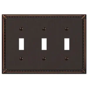 Amerelle 3 Toggle Imperial Bead Antique Bronze Wallplate