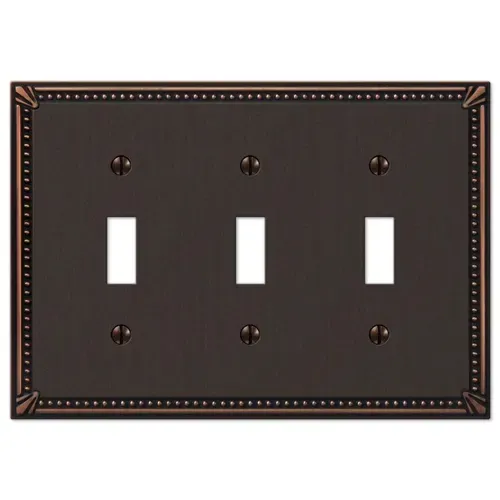 Amerelle 3 Toggle Imperial Bead Antique Bronze Wallplate