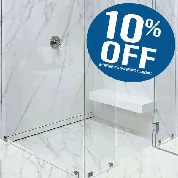 Drains Unlimited Wall Recessed Linear Drain | 12″ / Flangeless Wall Drain / For Stone (1/2″ – 3/4″)