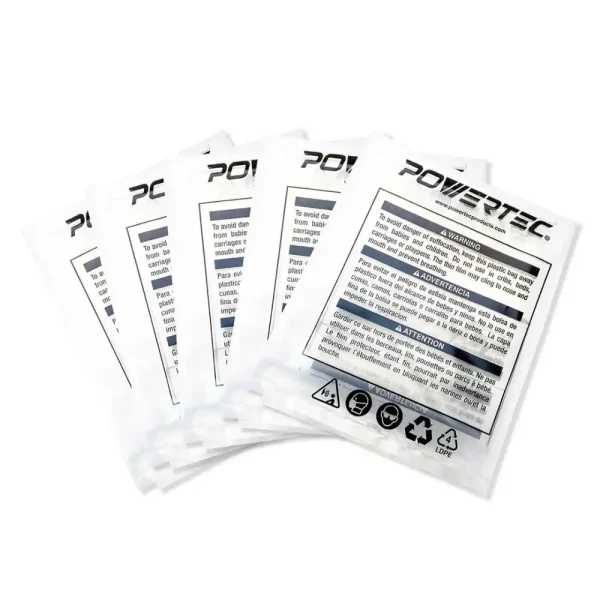 POWERTEC Clear Plastic Dust Collection Bags – 5 pack | 14″ x 32″