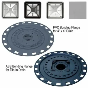 Laticrete Hydro Ban Bonding Flange Drains 4″ x 4″ Low Profile | Brushed Stainless PVC - view 2