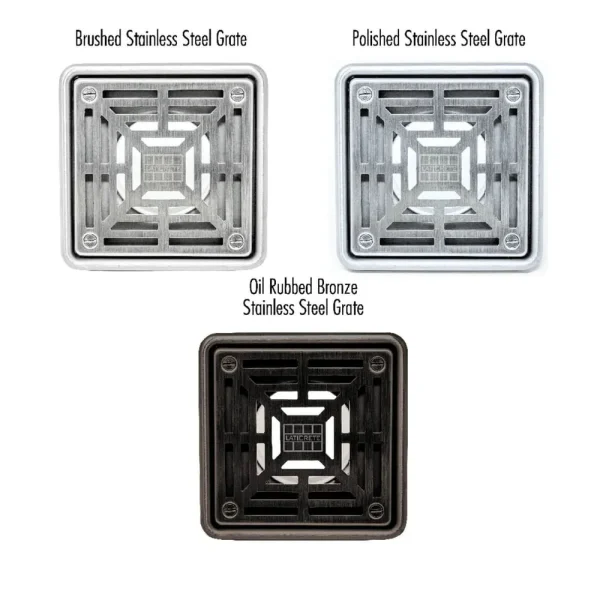 Laticrete Hydro Ban 4″ x 4″ Stainless Steel Shower Drain Grates | Oil Rubbed Bronze Grate