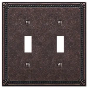 Amerelle 2 Toggle Imperial Bead Tumbled Antique Bronze Wallplate