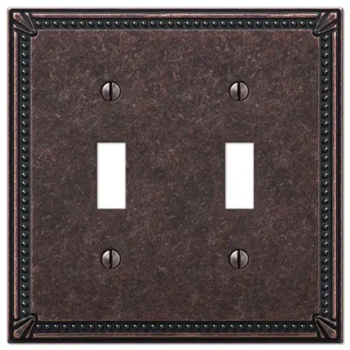 Amerelle 2 Toggle Imperial Bead Tumbled Antique Bronze Wallplate