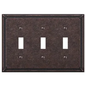 Amerelle 3 Toggle Imperial Bead Tumbled Antique Bronze Wallplate