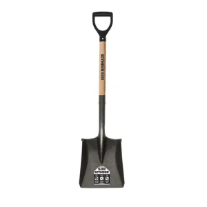 16 Ga. Square Point Shovel, 26″ Hardwood Handle, Black Poly D-Grip