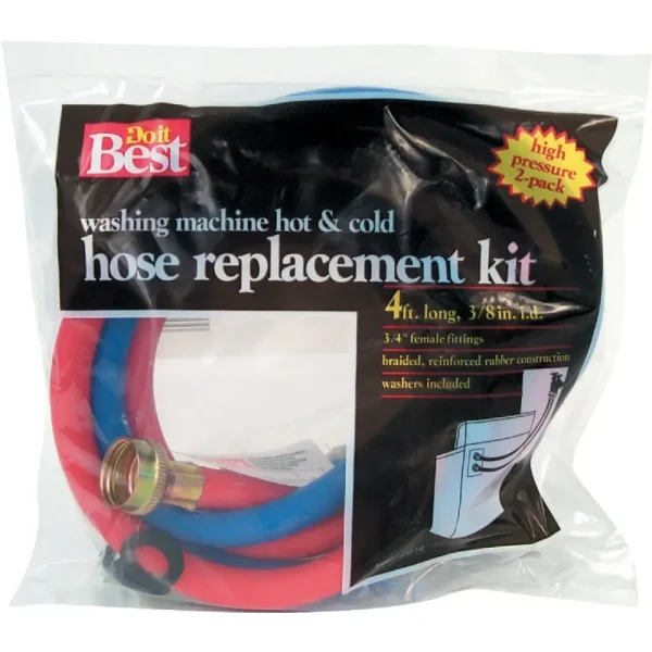 Do it Best 3/8 In. x 4 ft. Hot & Cold Washing Machine Hose, 2-Piece
