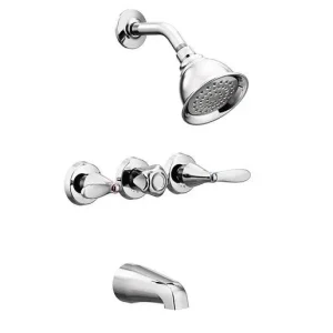 Moen Adler Three Handle Chrome Tub & Shower Trim