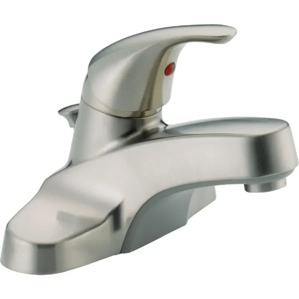 Peerless Single Handle Centerset Bathroom Faucet, Brushed Nickel