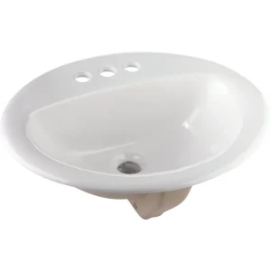 Do it Best White Oval Drop-In Bathroom Sink, 17 in