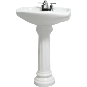 Cato Oxford White Ceramic Pedestal Bathroom Sink with 4 In. Centers
