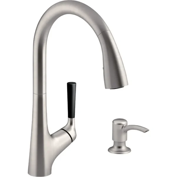 Kohler Malleco Pull-Down Kitchen Faucet with Soap Dispenser, Stainless Steel