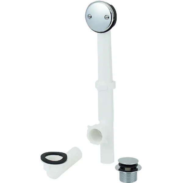 Keeney Foot Lok Stop Plastic Bath Drain with Polished Chrome Trim