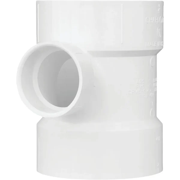 Charlotte Pipe Reducing Sanitary PVC Tee, 4 In. x 2 In