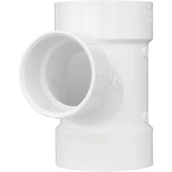 Charlotte Pipe Reducing Sanitary PVC Tee, 4 In. x 3 In