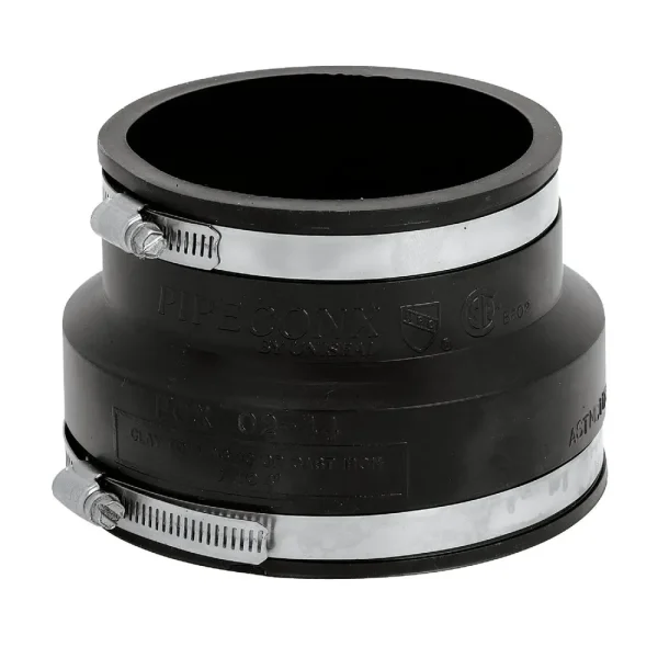 Fernco Clay to Cast Iron or Plastic Flexible PVC Coupling, 4 In. x 4 In