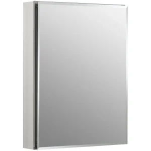 Kohler Aluminum Single Door Medicine Cabinet with Mirrored Door, 20 x 26in