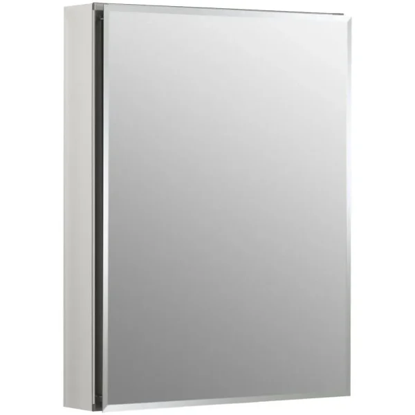 Kohler Aluminum Single Door Medicine Cabinet with Mirrored Door, 20 x 26in