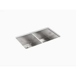 Kohler Vault Top Mount Double Equal Bowl Kitchen Sink with 4 Faucet Holes, Stainless Steel