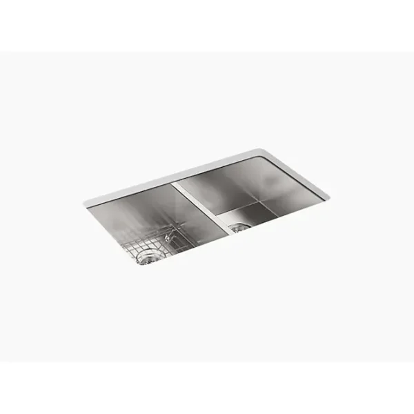 Kohler Vault Top Mount Double Equal Bowl Kitchen Sink with 4 Faucet Holes, Stainless Steel