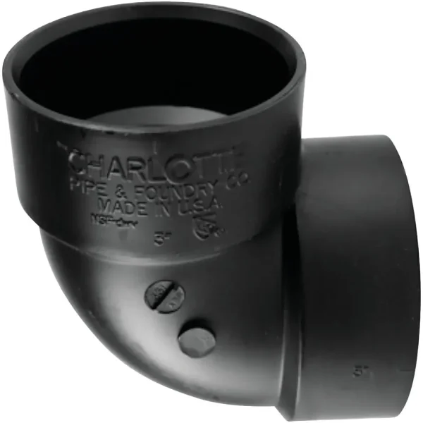 Charlotte Pipe 3 In. Hub x Hub 90 Deg. Vent ABS Elbow
